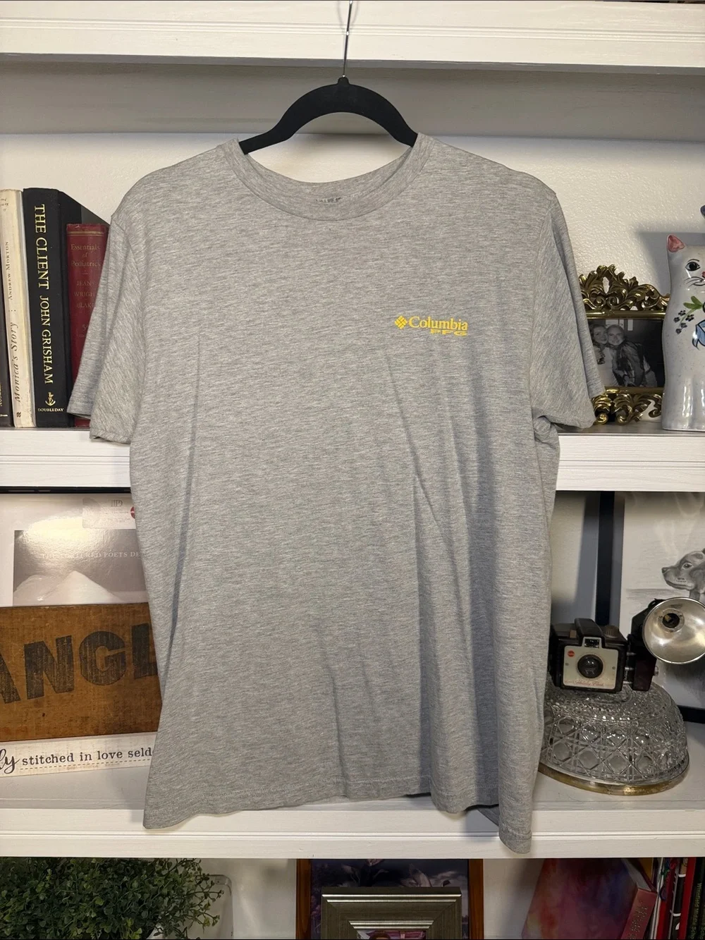 Columbia Light Gray Short Sleeve Tee with Yellow Logo